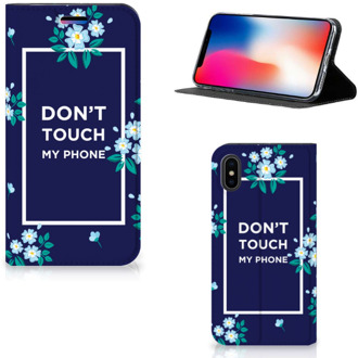 B2Ctelecom iPhone Xs Bookcase Flowers Blue DTMP