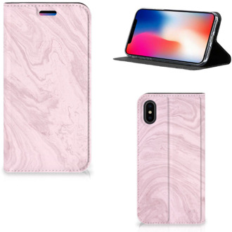 B2Ctelecom iPhone Xs Bookcase Marble Pink