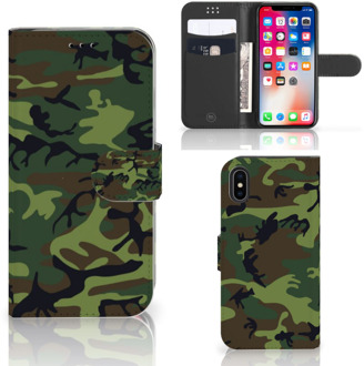 B2Ctelecom iPhone Xs Bookcover hoesje Army Dark