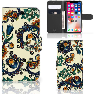 B2Ctelecom iPhone Xs Bookcover hoesje Barok Flower