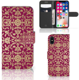 B2Ctelecom iPhone Xs Bookcover hoesje Barok Pink