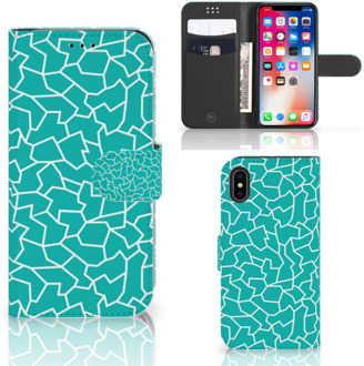 B2Ctelecom iPhone Xs Bookcover hoesje Cracks Blue