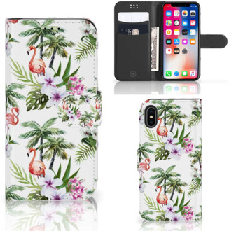 B2Ctelecom iPhone Xs Bookcover hoesje Flamingo Palms