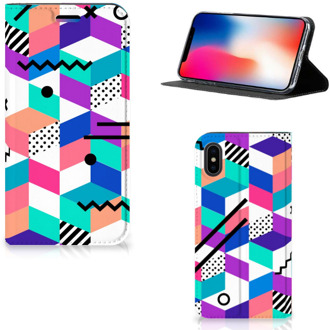 B2Ctelecom iPhone Xs Hoesje Design Blocks Colorful