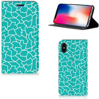 B2Ctelecom iPhone Xs Hoesje Design Cracks Blue