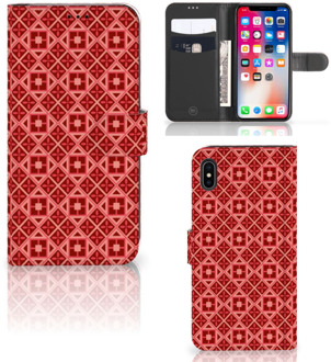 B2Ctelecom iPhone Xs Max Beschermhoes Batik Red