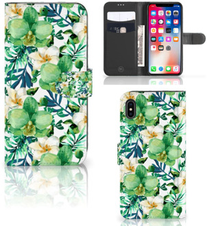 B2Ctelecom iPhone Xs Max Beschermhoes Orchidee Groen