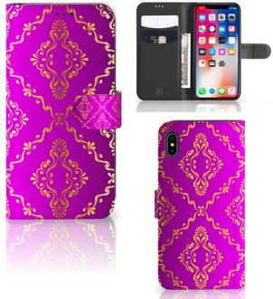 B2Ctelecom iPhone Xs Max Book Case Hoesje Barok Roze