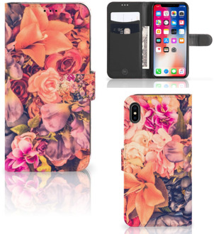 B2Ctelecom iPhone Xs Max Book Case Hoesje Design Bosje Bloemen