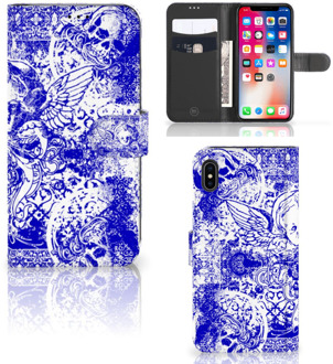 B2Ctelecom iPhone Xs Max Smartphone Hoesje Angel Skull Blue