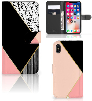 B2Ctelecom iPhone Xs Max Smartphone Hoesje Black Pink Shapes