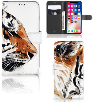 B2Ctelecom iPhone Xs Max Smartphone Hoesje Watercolor Tiger