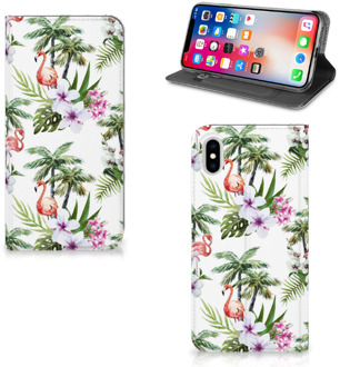 B2Ctelecom iPhone Xs Max Standcase Hoesje Design Flamingo Palms