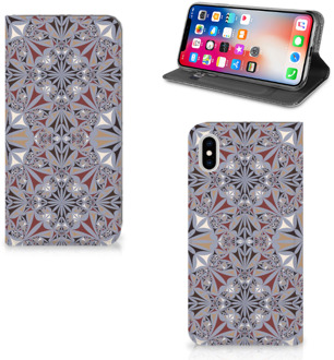 B2Ctelecom iPhone Xs Max Standcase Hoesje Design Flower Tiles