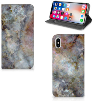 B2Ctelecom iPhone Xs Max Standcase Hoesje Design Marmer Grijs