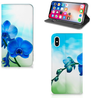 B2Ctelecom iPhone Xs Max Standcase Hoesje Design Orchidee Blauw