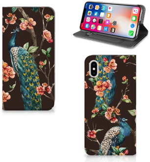 B2Ctelecom iPhone Xs Max Standcase Hoesje Design Pauw met Bloemen