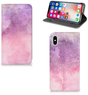 B2Ctelecom iPhone Xs Max Standcase Hoesje Design Pink Purple Paint