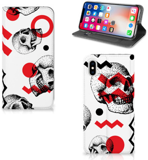 B2Ctelecom iPhone Xs Max Standcase Hoesje Design Skull Red