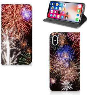 B2Ctelecom iPhone Xs Max Standcase Hoesje Design Vuurwerk