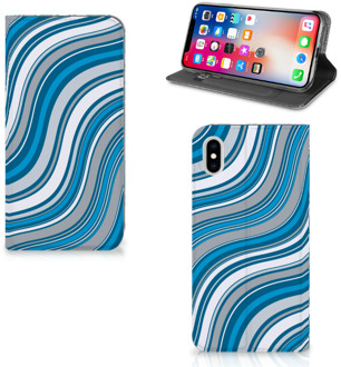 B2Ctelecom iPhone Xs Max Standcase Hoesje Design Waves Blue