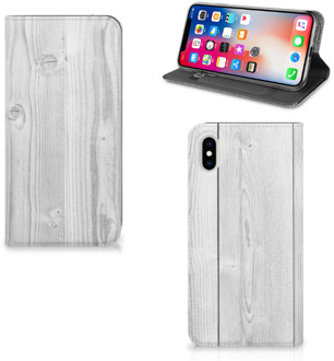 B2Ctelecom iPhone Xs Max Standcase Hoesje Design White Wood