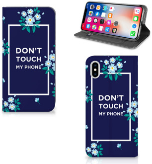 B2Ctelecom iPhone Xs Max Standcase Hoesje Flowers Blue DTMP