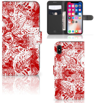 B2Ctelecom iPhone Xs Max Telefoonhoesje Angel Skull Red