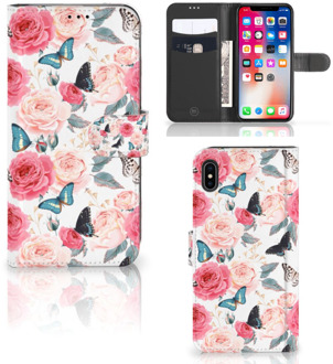 B2Ctelecom iPhone Xs Max Telefoonhoesje Butterfly Roses