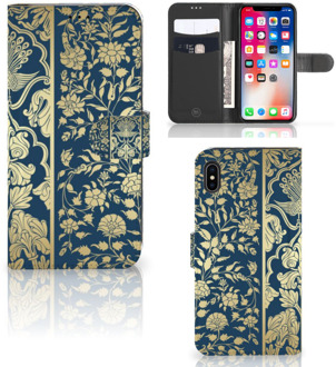 B2Ctelecom iPhone Xs Max Telefoonhoesje Golden Flowers