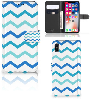 B2Ctelecom iPhone Xs Max Telefoonhoesje Zigzag Blauw