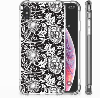 B2Ctelecom iPhone Xs Max  TPU-siliconen Hoesje Black Flowers