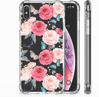 B2Ctelecom iPhone Xs Max  TPU-siliconen Hoesje Butterfly Roses