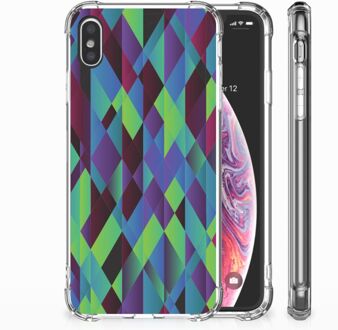 B2Ctelecom iPhone Xs Max  TPU-siliconen Hoesje Design Abstract Green Blue