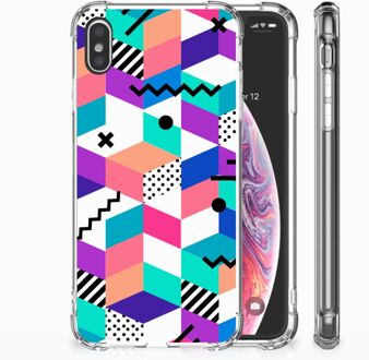 B2Ctelecom iPhone Xs Max  TPU-siliconen Hoesje Design Blocks Colorful