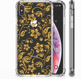 B2Ctelecom iPhone Xs Max  TPU-siliconen Hoesje Design Gouden Bloemen