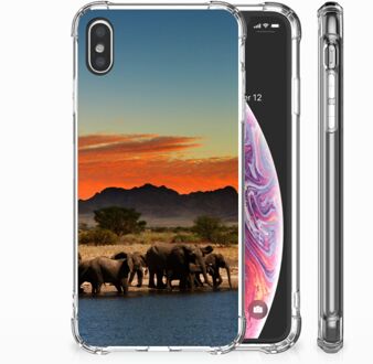 B2Ctelecom iPhone Xs Max  TPU-siliconen Hoesje Design Olifanten