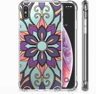 B2Ctelecom iPhone Xs Max  TPU-siliconen Hoesje Design Purple Flower