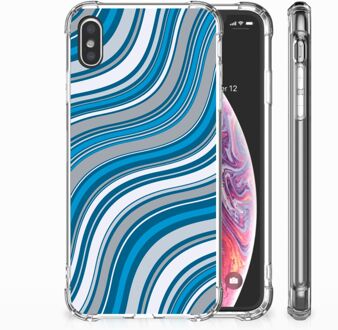 B2Ctelecom iPhone Xs Max  TPU-siliconen Hoesje Design Waves Blue