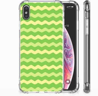 B2Ctelecom iPhone Xs Max  TPU-siliconen Hoesje Design Waves Green