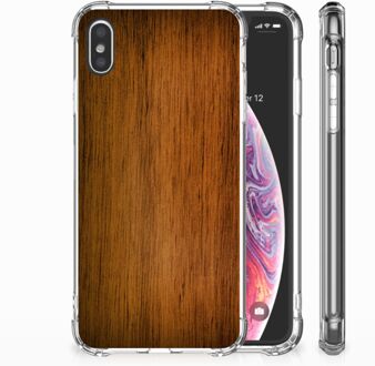 B2Ctelecom iPhone Xs Max  TPU-siliconen Hoesje Donker Hout