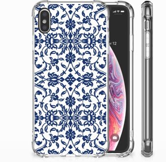 B2Ctelecom iPhone Xs Max  TPU-siliconen Hoesje Flower Blue