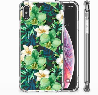 B2Ctelecom iPhone Xs Max  TPU-siliconen Hoesje Orchidee Groen