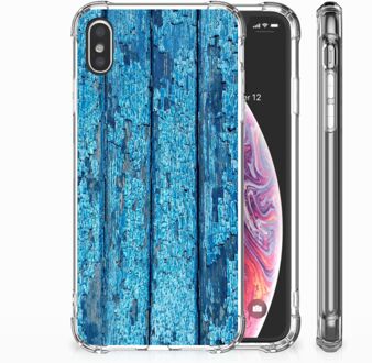 B2Ctelecom iPhone Xs Max  TPU-siliconen Hoesje Wood Blue