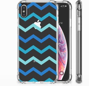 B2Ctelecom iPhone Xs Max  TPU-siliconen Hoesje Zigzag Blauw