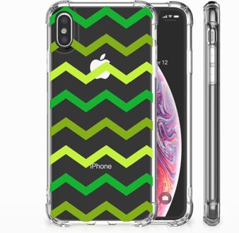 B2Ctelecom iPhone Xs Max  TPU-siliconen Hoesje Zigzag Groen