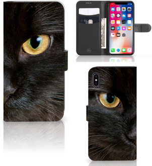 B2Ctelecom iPhone Xs Max Uniek Bookcase Hoesje Zwarte Kat