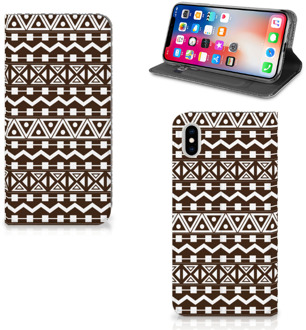 B2Ctelecom iPhone Xs Max Uniek Standcase Hoesje Aztec Brown