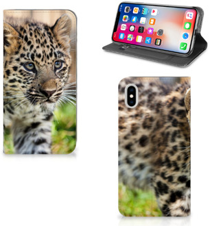 B2Ctelecom iPhone Xs Max Uniek Standcase Hoesje Baby Luipaard