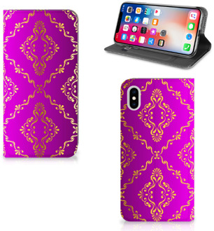 B2Ctelecom iPhone Xs Max Uniek Standcase Hoesje Barok Roze